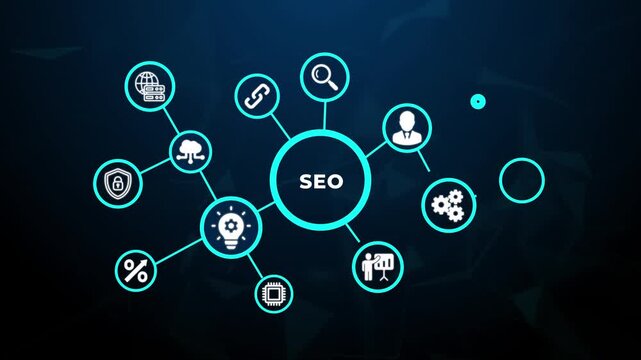 SEO Search Engine Optimization Digital Marketing Strategy and Web Analytics Concept Animation