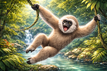 動物-シロテナガザル