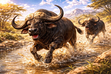 動物-アフリカスイギュウ