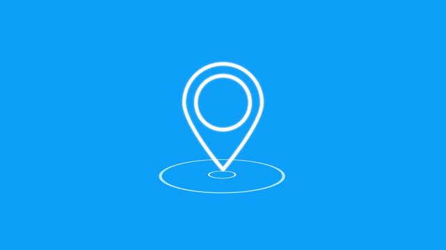 gps location animated icon on black background. Neon location pin animation. Location 4k animation. GPS icon animation. 4k animation 