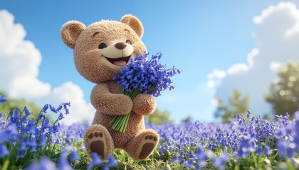 teddy bear with flowers