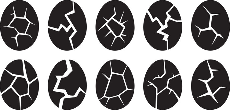 Broken Easter egg icon, Silhouette Broken eggs vector icons. Ester eggs shell. crack eggs icon set vector on white background. Vector illustration