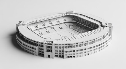 White paper cutout of a sports stadium with empty seats soccer football cup background download 2026 2027
