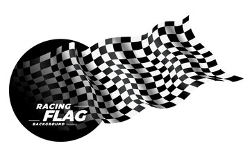 Naklejka premium realistic black and white rally flag background in wavy style