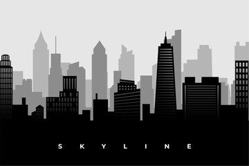 Fototapeta premium dark black high rise skyline metropolis downtown silhouette