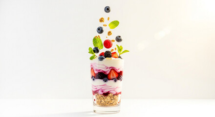 Obraz premium Modern organic brand imagery of a yogurt parfait
