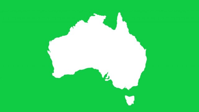 Australia map pop animation with green background