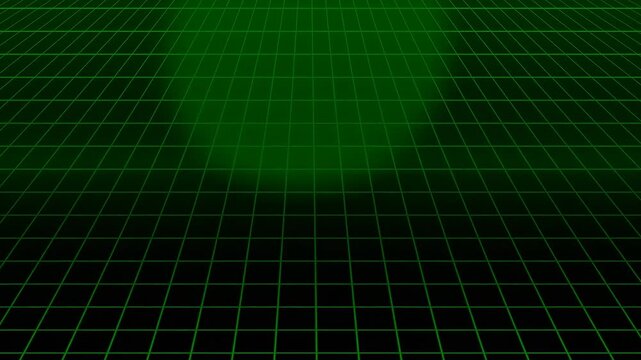 Grid Landscape Creating Depth in Green Neon Field