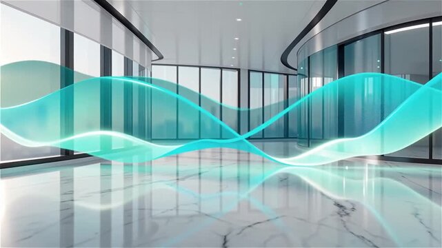 dynamic abstract gradient waves, teal to cyan color palette, futuristic corporate background