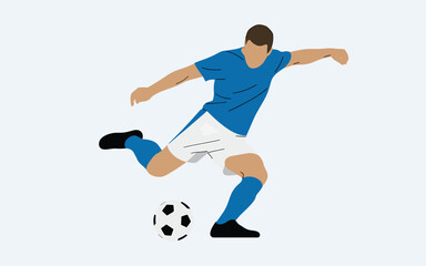 Obraz premium A soccer player kicking a ball with their right foot