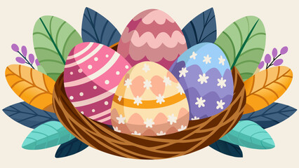 easter eggs with flowers