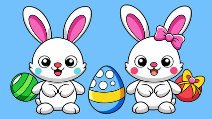 Obraz premium easter bunny and eggs