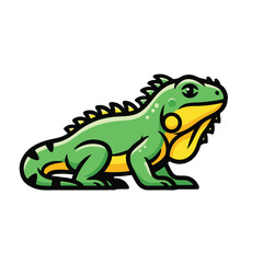 Obraz premium A cartoon-style illustration of a green and yellow lizard