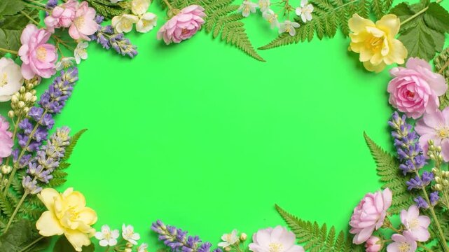 floral easter frame green screen background