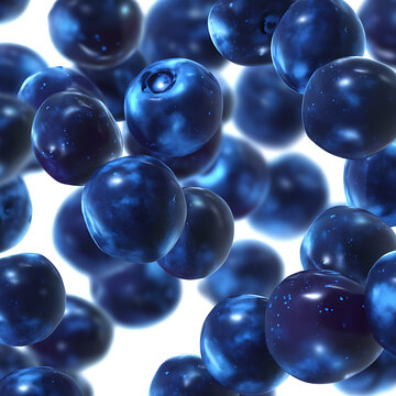 Fresh blueberries close-up floating in the air. Capturing the essence of freshness and the natural allure of the vibrant blue fruits