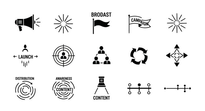 Black and white business icons set.