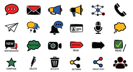 Fototapeta premium Collection of colorful communication icons.