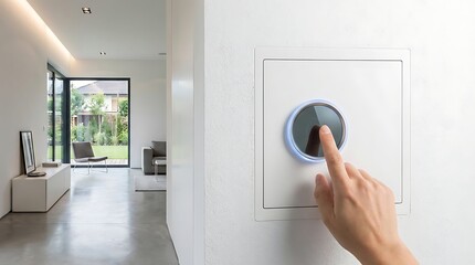 Modern home interior with smart lighting control