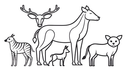 Naklejka premium set of animals ,outline white background