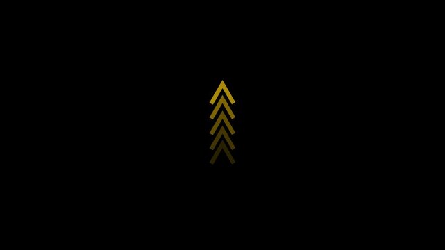 A stack of five grayscale arrows pointing upwards against a black background.
