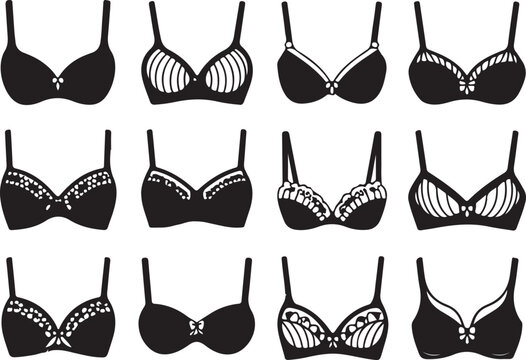 Vector Set of Bra and Bustier Silhouettes
