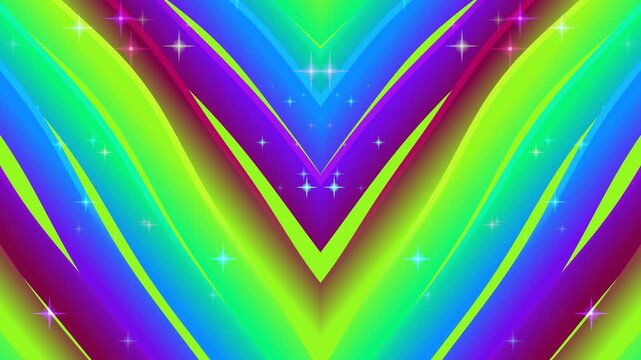 Vibrant Rainbow Chevron Pattern with Sparkling Stars.