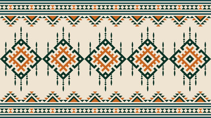 Traditional tribal seamless border pattern featuring ethnic geometric shapes and ornamental details in earth tone colors. Perfect for premium background design, digital paper, fabric design, wrapping 