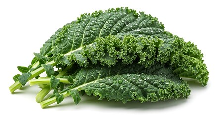Fresh Kale Leaves Isolated on White Background