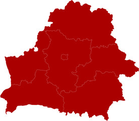 Obraz premium Belarus Map Red Single Color Vector