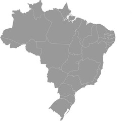 Obraz premium Brazil Map Gray Single Color Vector
