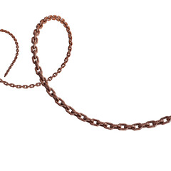 Curled Twisted Loop Rusted Chain Strand Isolated