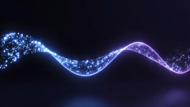 Glowing Blue Waveform with Particles Animation.