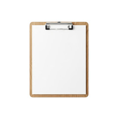 Simple wooden clipboard with blank paper