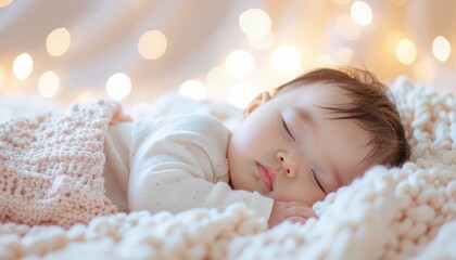 昼寝をするかわいい赤ちゃんの寝顔のイメージ画像