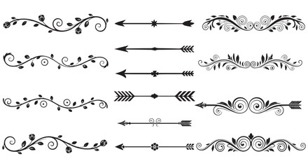 Ornate divider collection featuring arrows floral vines © md