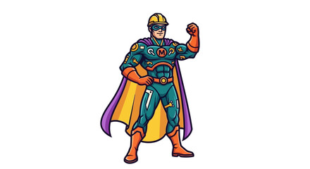 Obraz premium Heroic Superhero Illustration, Comic Style, Digital Art, Colorful Character Design