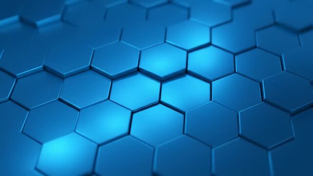 A businessman analyzing a futuristic hexagonal pattern in a video