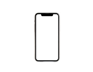 Modern smartphone with bright, blank display against black