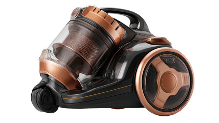 Black & copper canister vacuum, cyclonic dust container, modern design