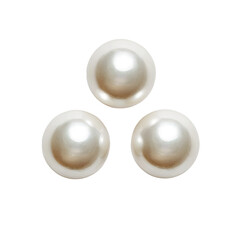 Trio of lustrous pearls clustered in a triangular formation against black