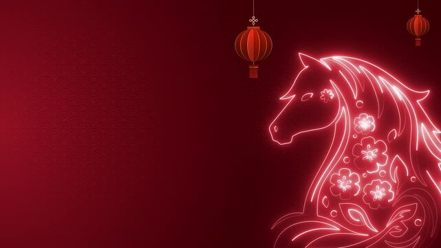 Chinese New Year 2026 - Year of the Horse Celebration 4K stock video background glow