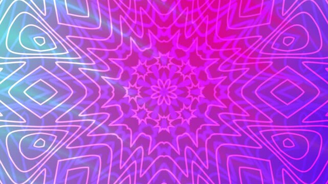 Psychedelic kaleidoscope pattern perfect for party flyers, album covers, and abstract backgrounds with a mesmerizing starburst design.