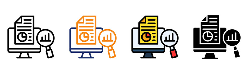 Naklejka premium Data Analytics Icon Multiple Style Collection Set 