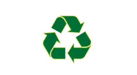 Obraz premium Green recycling symbol with three arrows on white background