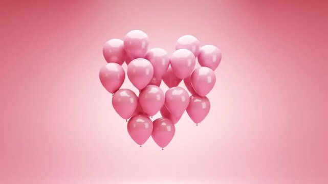 Pink balloons isolated on pink background 