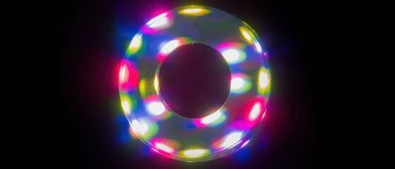 Obraz premium Glowing Abstract Pi Symbol with Neon Lights shining in space for digital science marketing and branding background with cosmic glass textures and copy space