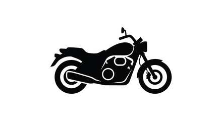 Obraz premium A striking silhouette of a classic motorcycle is presented against a clean white background highlighting its form