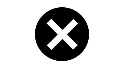 Fototapeta premium White cross symbol inside circle indicating error rejection or cancellation simple graphic minimalist design isolated on transparent background