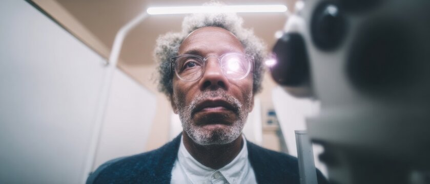 Glaucoma Applanation Tonometry Test Performed on Senior Patient in Professional Ophthalmology Clinic for Diagnostic Healthcare Use and Vision Screening Process