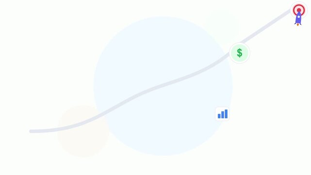 Rocket launch animation following business success path